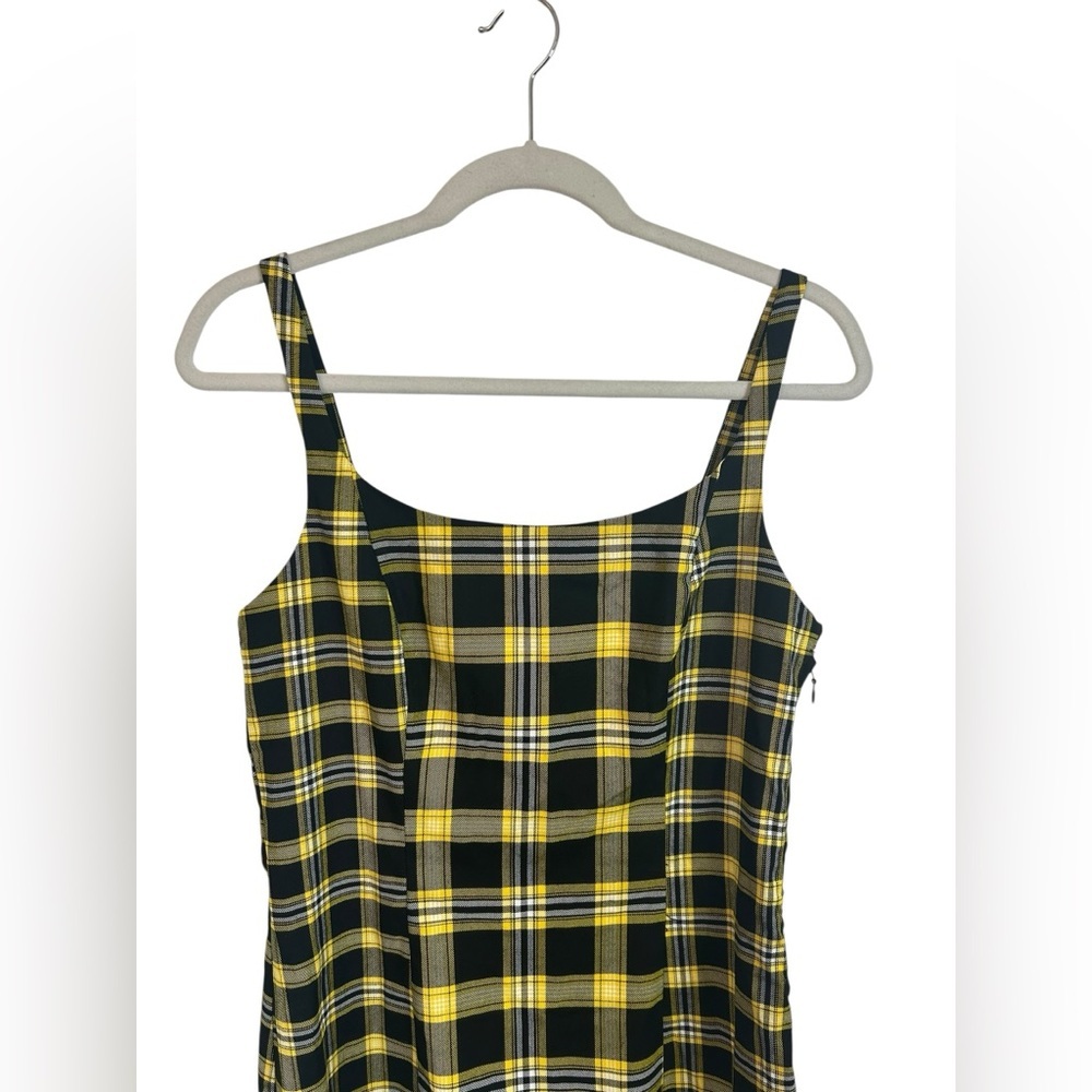 H&M Divided Yellow & Black Plaid Jumper Dress Stretch Womens Sz Medium NWT - Picture 5 of 10